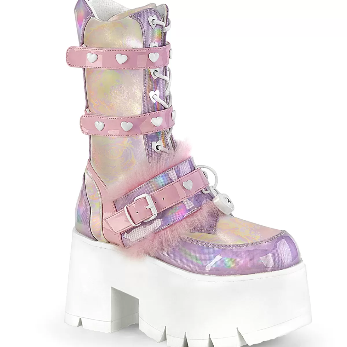 Discount Demonia Cult Ashes-120 Baby Pink-Lavender Holographic Patent