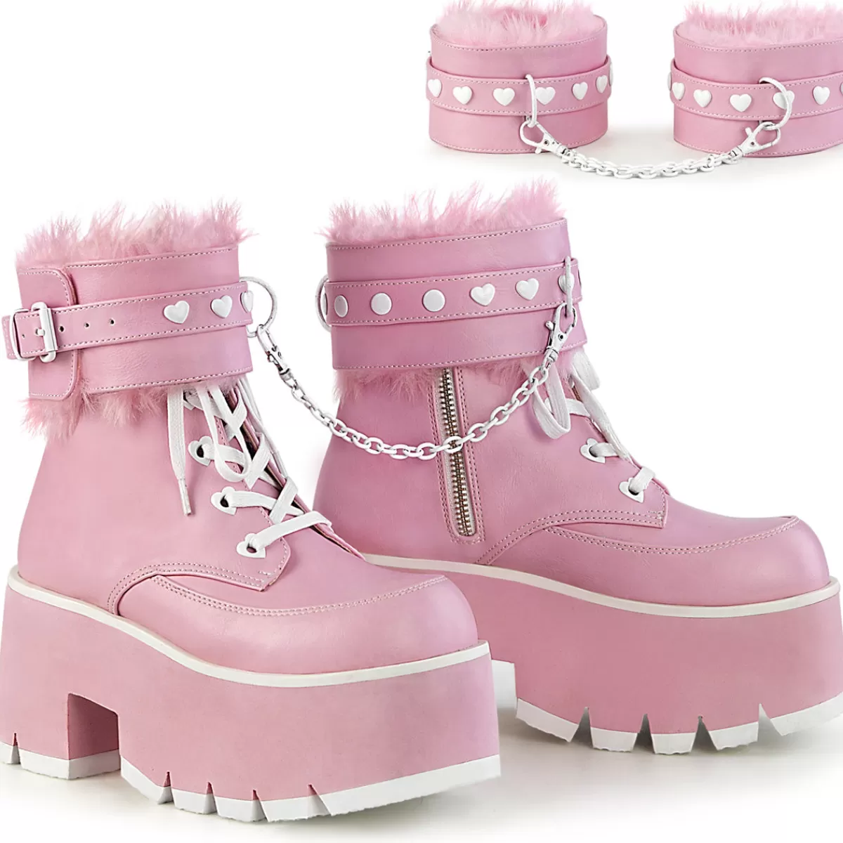 Best Sale Demonia Cult Ashes-57 Baby Pink Vegan Leather