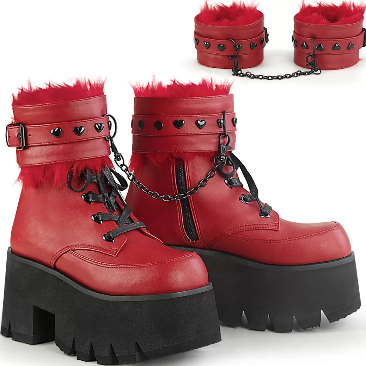 Store Demonia Cult Ashes-57 Red Vegan Leather