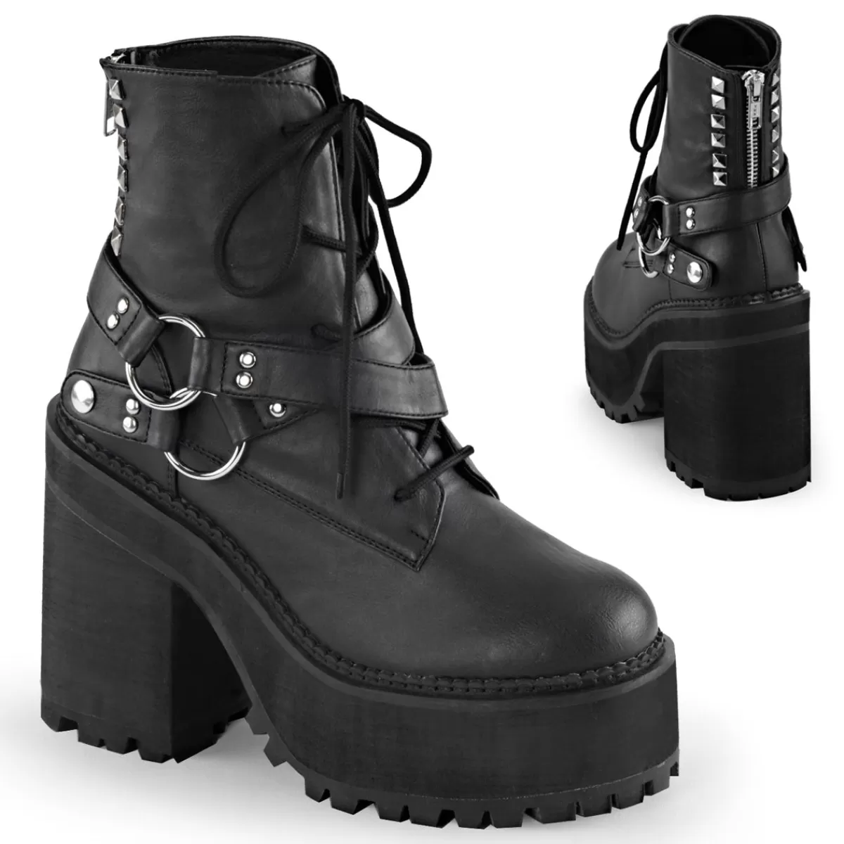 Cheap Demonia Cult Assault-101 Black Vegan Leather