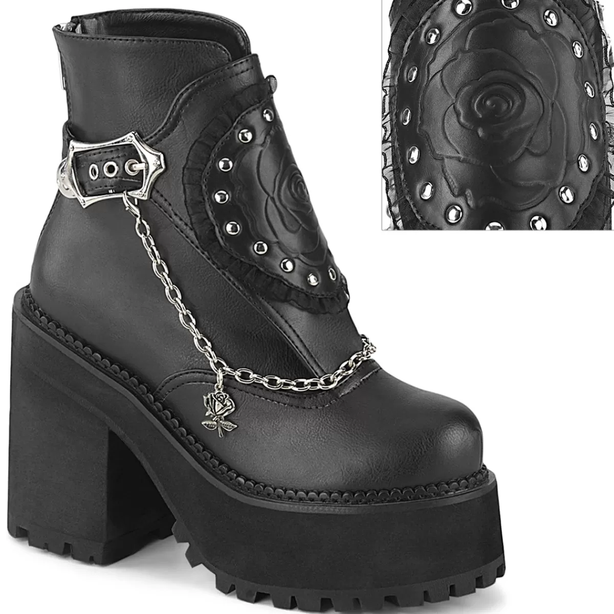 New Demonia Cult Assault-55 Black Vegan Leather