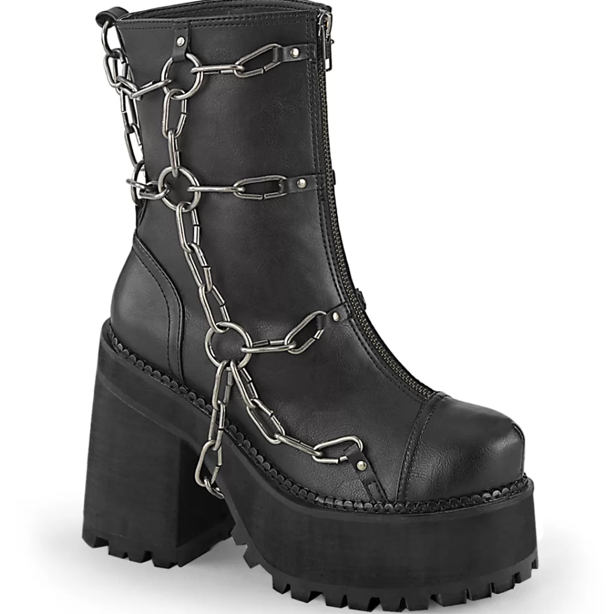 Best Sale Demonia Cult Assault-66 Black Vegan Leather