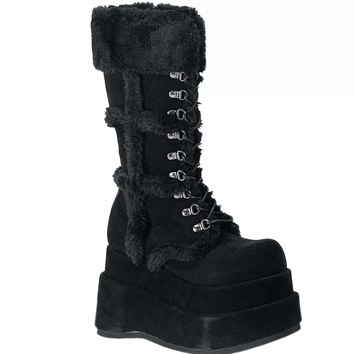 Shop Demonia Cult Bear-202 Black Vegan Suede