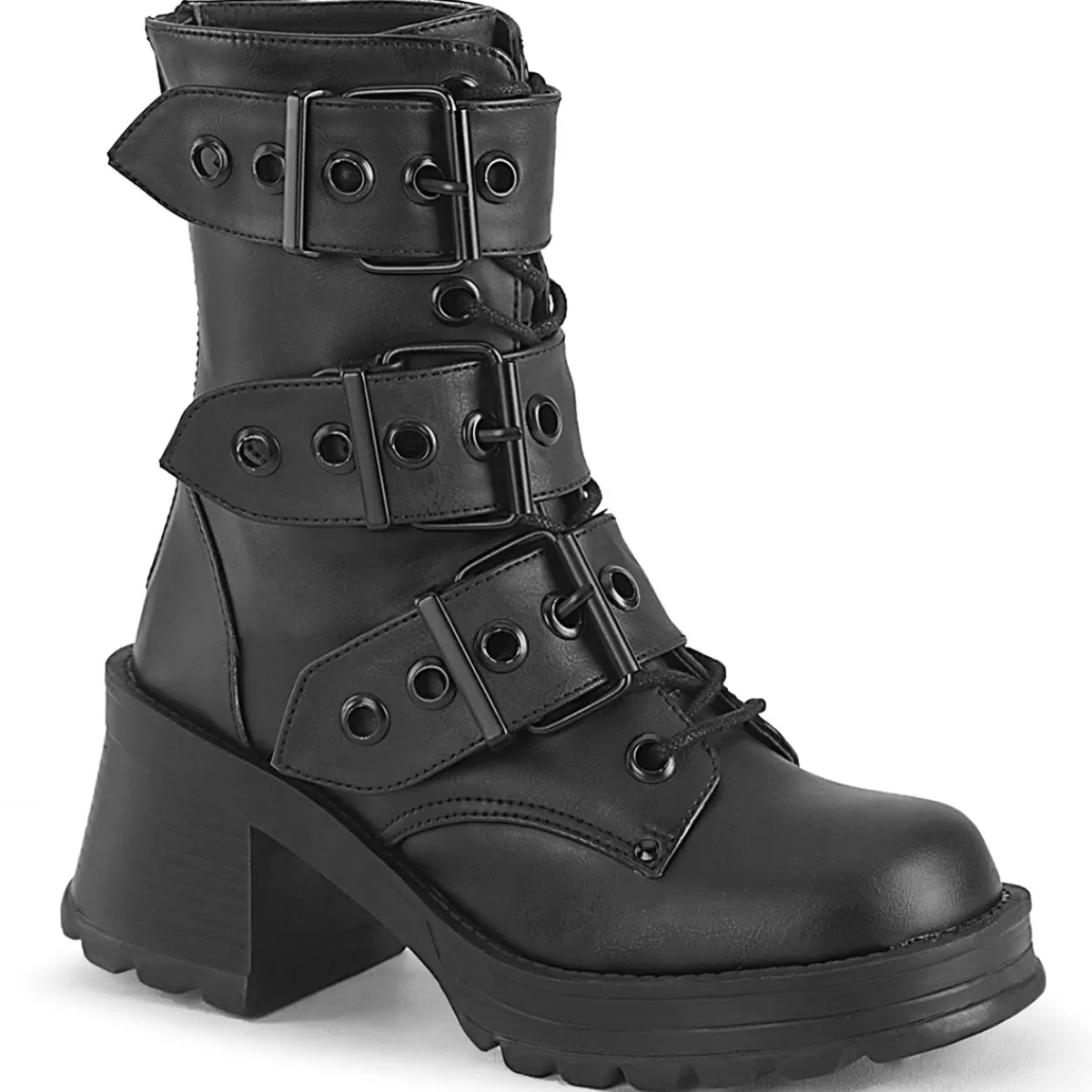 Outlet Demonia Cult Bratty-118 Black Vegan Leather