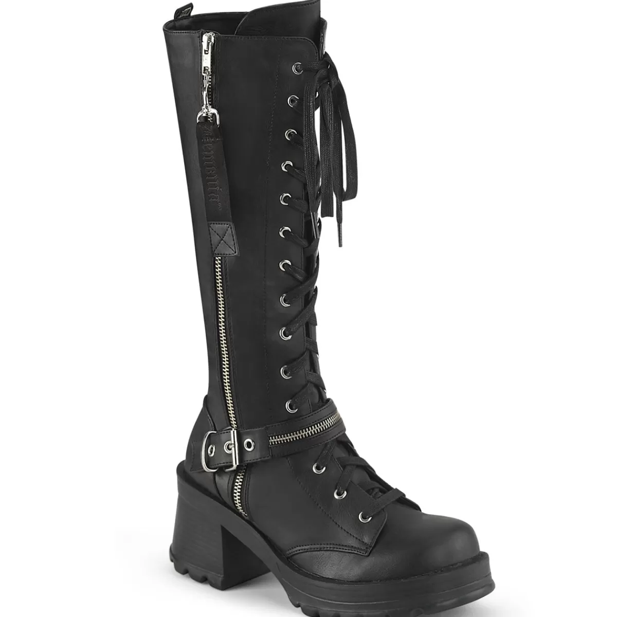 Cheap Demonia Cult Bratty-206 Black Vegan Leather