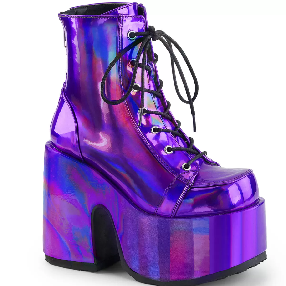 Cheap Demonia Cult Camel-203 Purple Hologram Vegan Leather