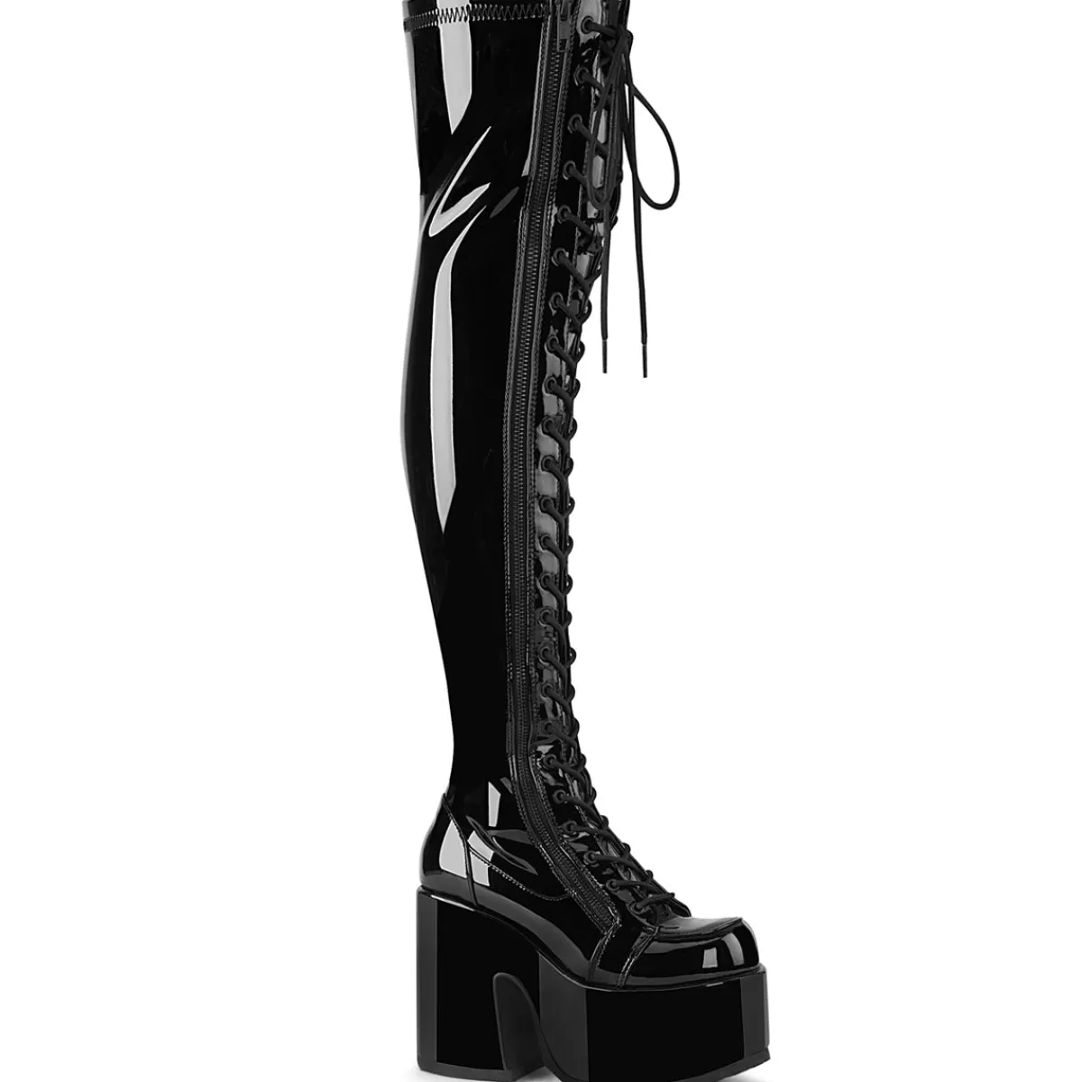 Cheap Demonia Cult Camel-300 Black Str Patent