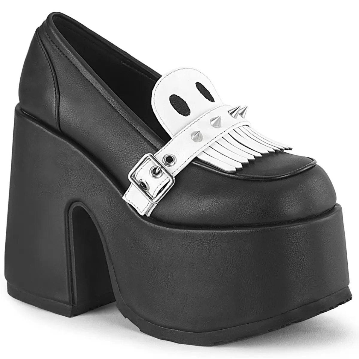 Best Demonia Cult Camel-58 Black Vegan Leather