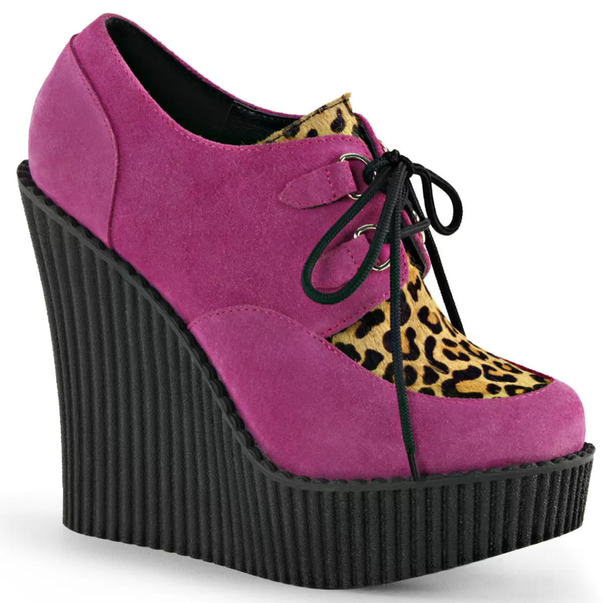 Cheap Demonia Cult Creeper-304 Hotpink Vegan Suede-Animal