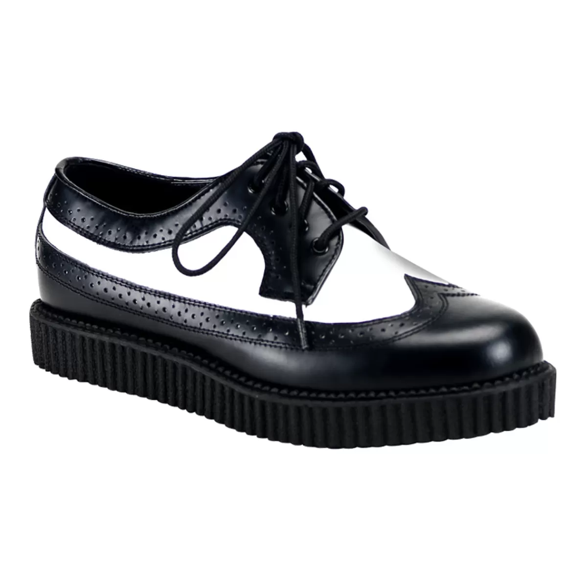 Cheap Demonia Cult Creeper-608 Black-White Leather