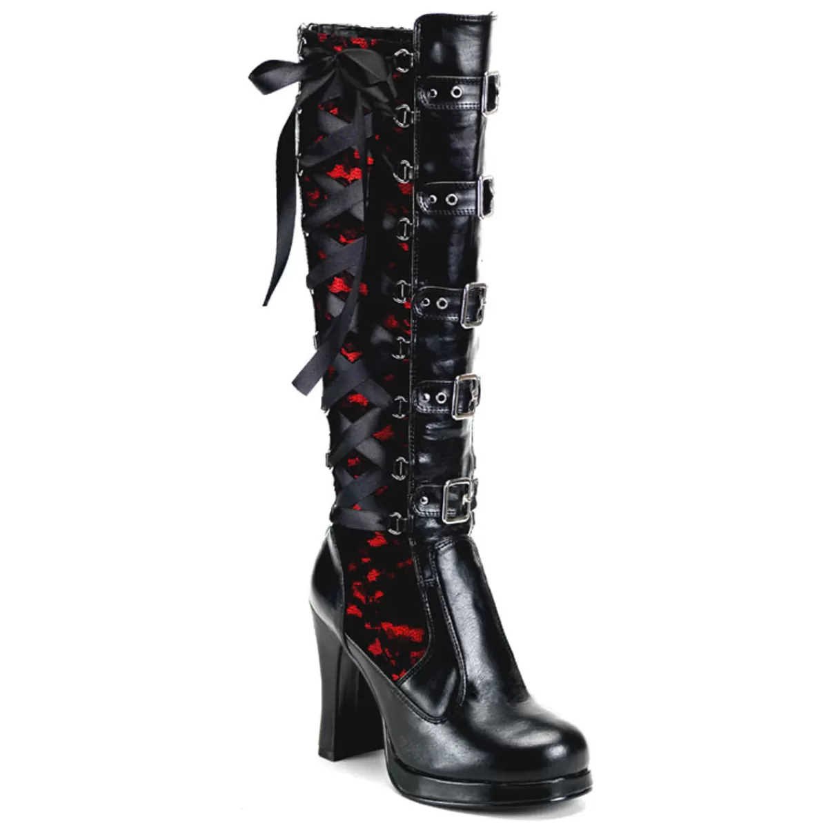 Best Sale Demonia Cult Crypto-106 Black-Red Vegan Leather