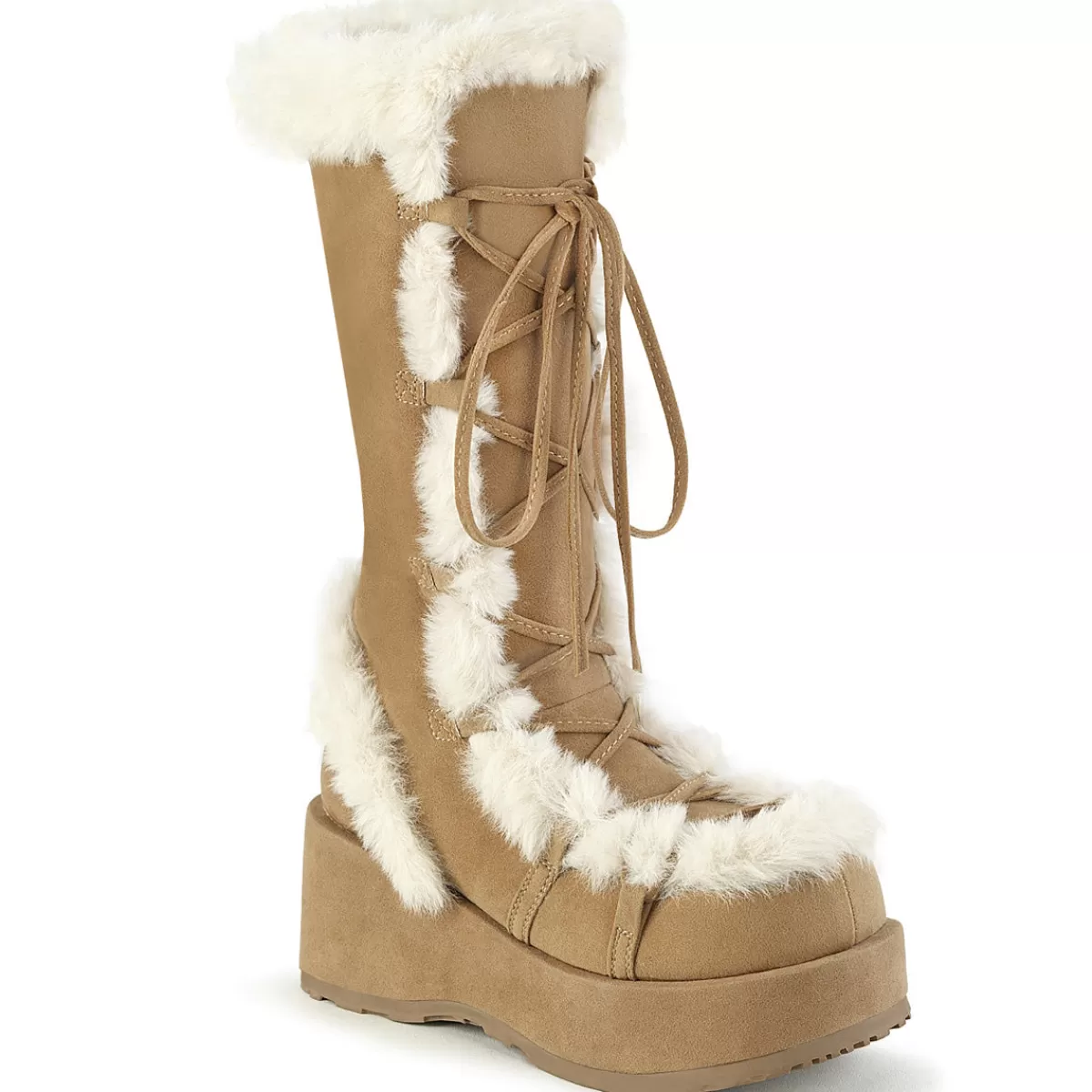 Hot Demonia Cult Cubby-311 Camel Vegan Suede