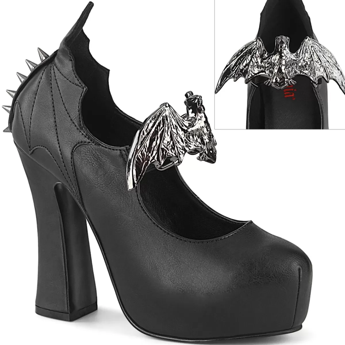 Online Demonia Cult Demon-18 Black Vegan Leather