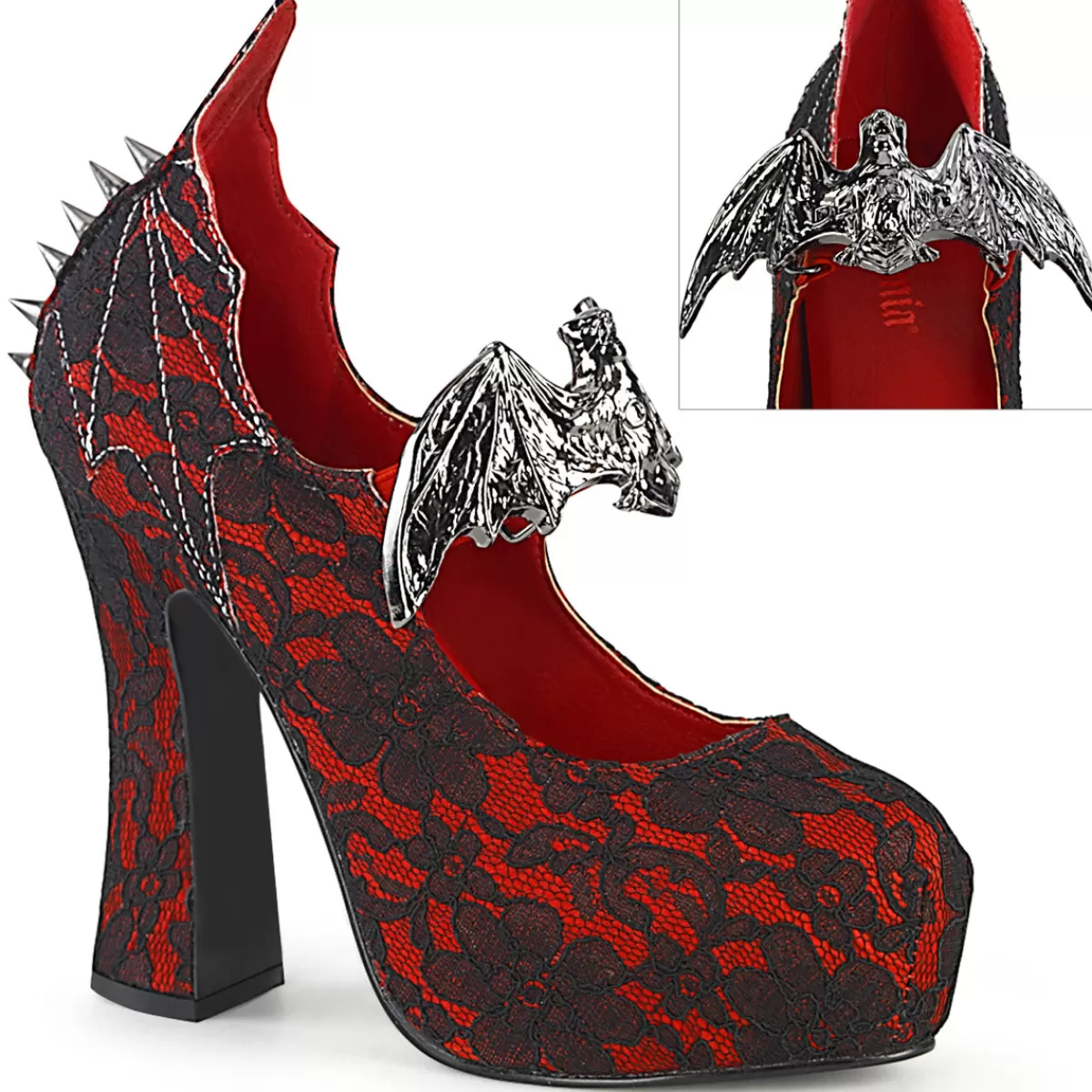 Cheap Demonia Cult Demon-18 Red Satin-Black Lace