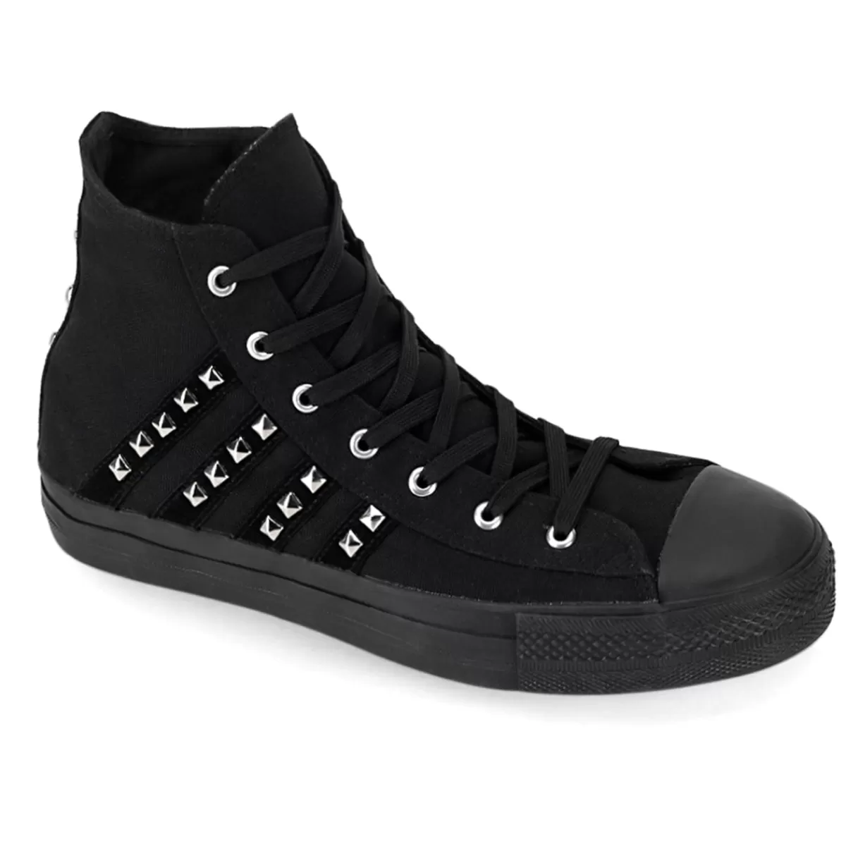 Discount Demonia Cult Deviant-103 Black Canvas-Suede