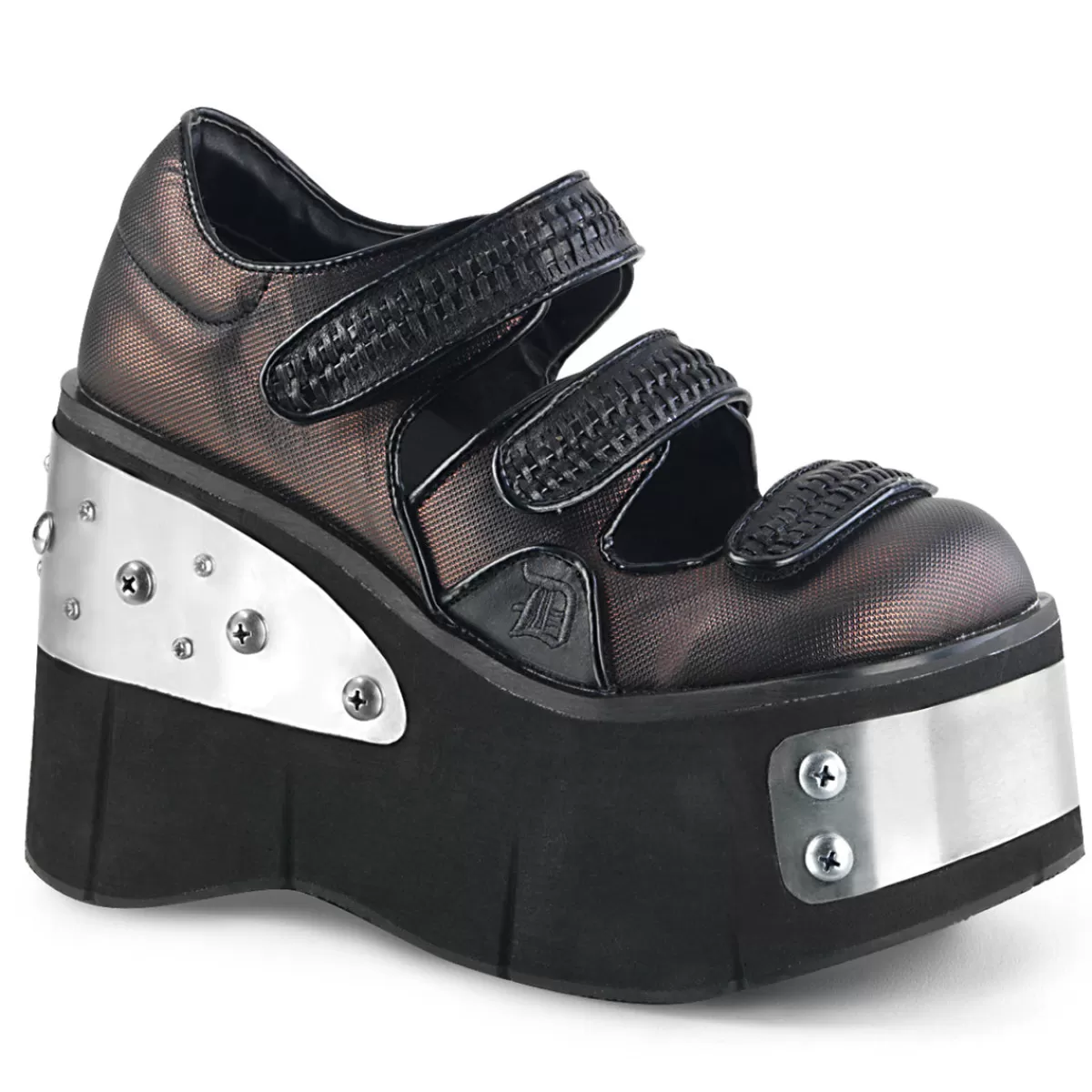 Cheap Demonia Cult Kera-13 Black-Pewter Vegan Leather