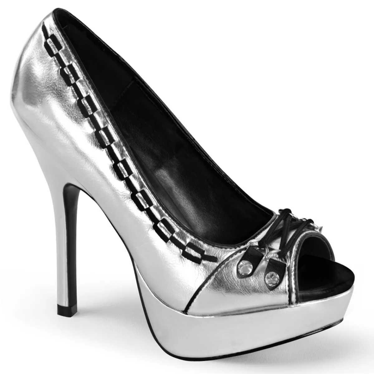 Store Demonia Cult Pixie-18 Silver Vegan Leather