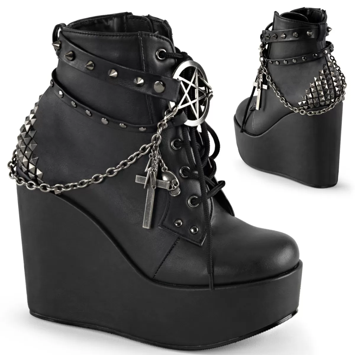 Sale Demonia Cult Poison-101 Black Vegan Leather