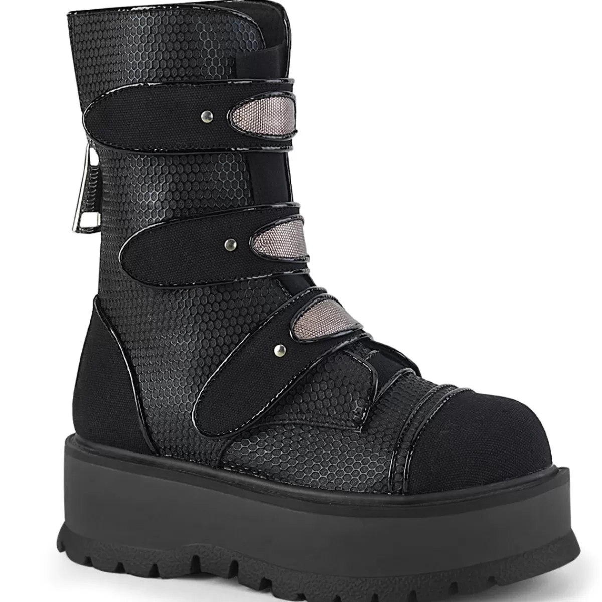 Outlet Demonia Cult Slacker-101 Black Vegan Leather-Canvas