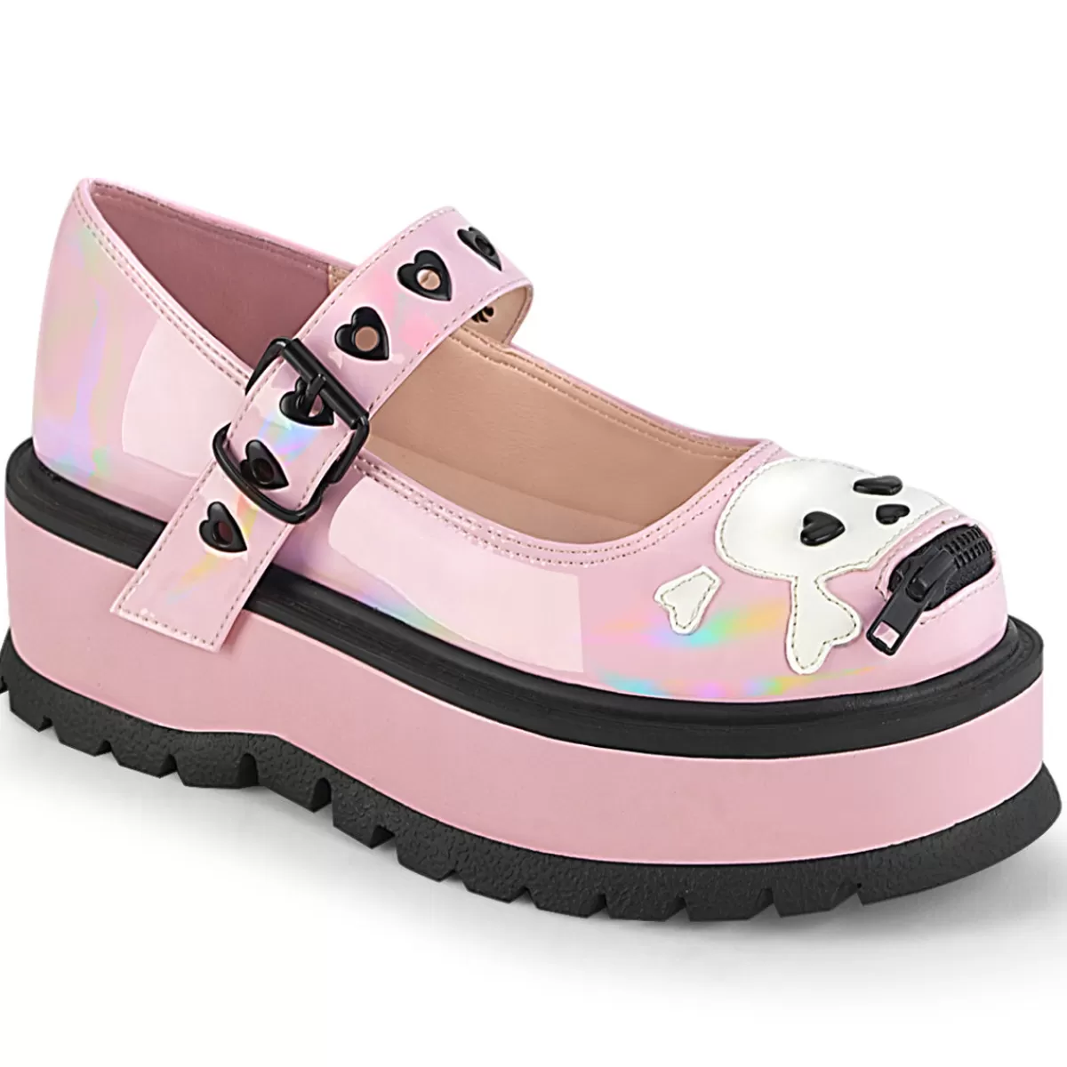 Discount Demonia Cult Slacker-27 Baby Pink Hologram