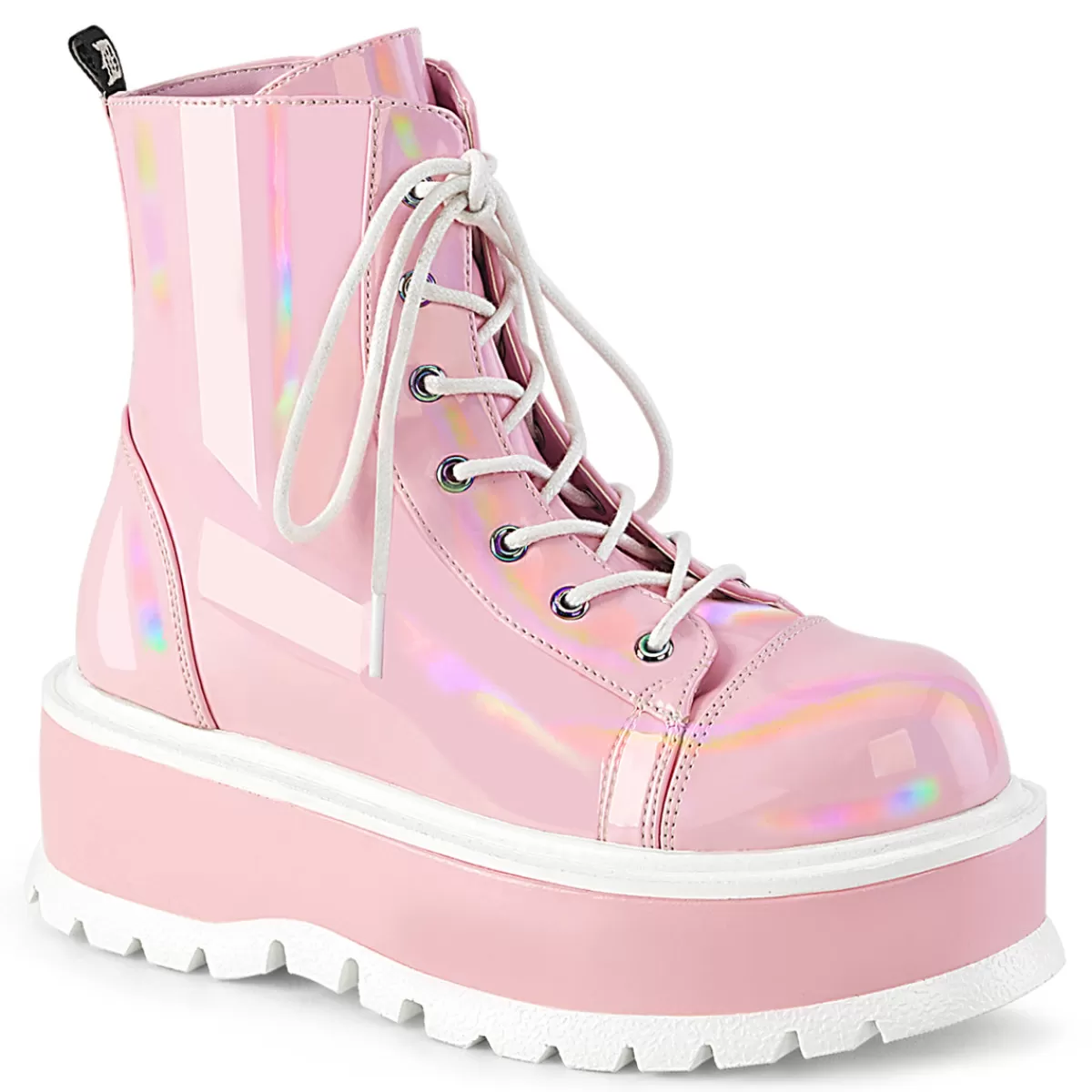 New Demonia Cult Slacker-55 Baby Pink Holo Patent