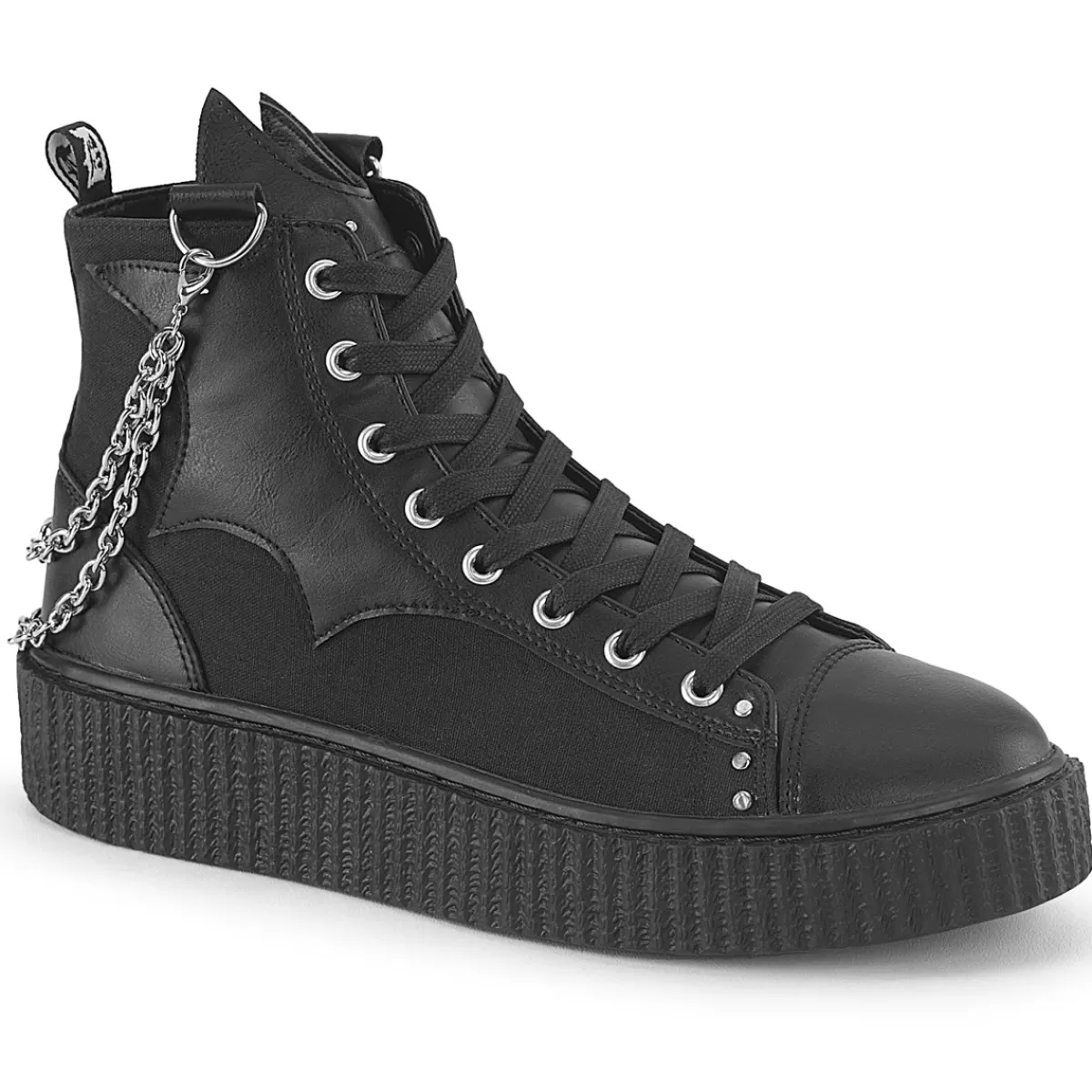 Outlet Demonia Cult Sneeker-230 Black Canvas-Vegan Leather