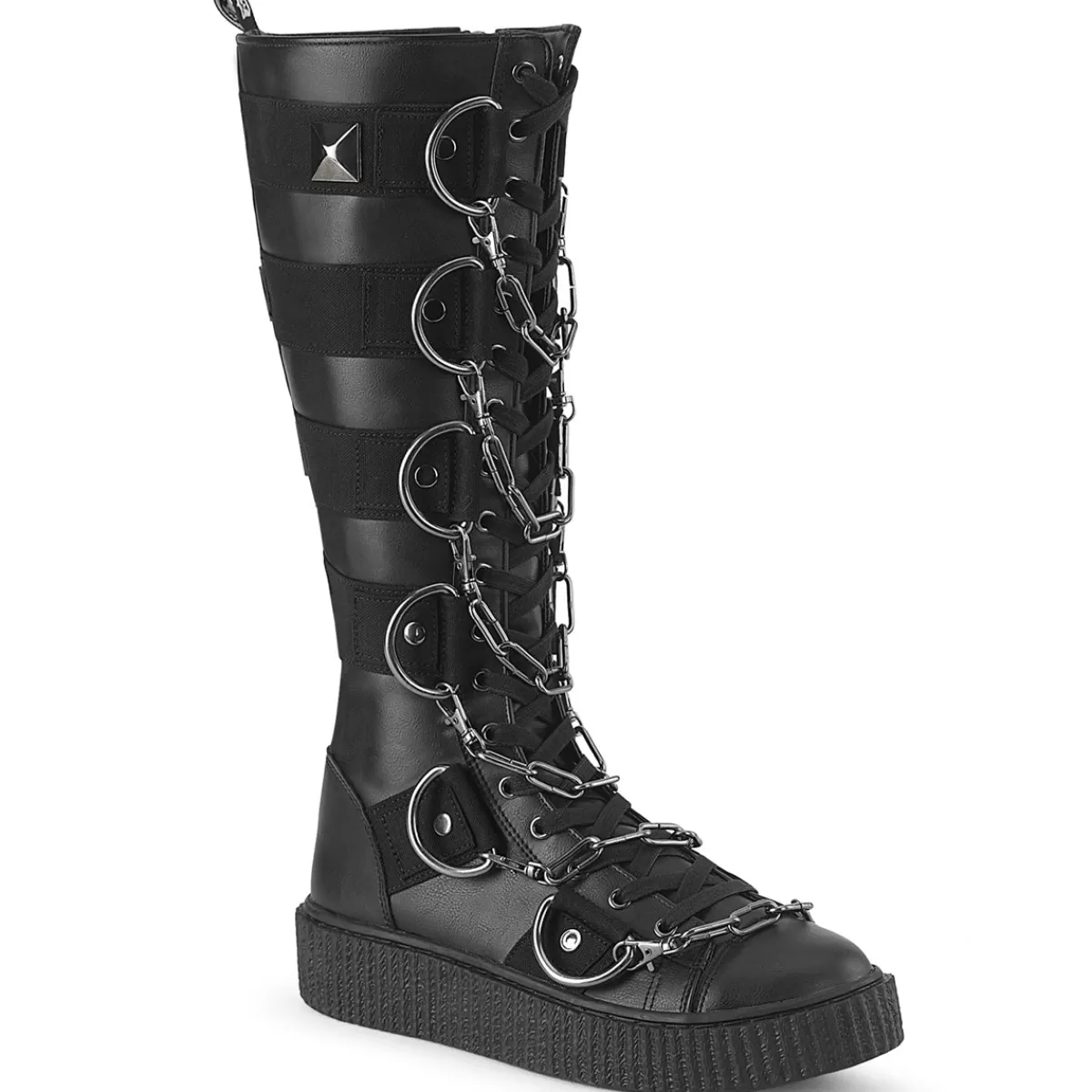 Cheap Demonia Cult Sneeker-405 Black Vegan Leather-Canvas