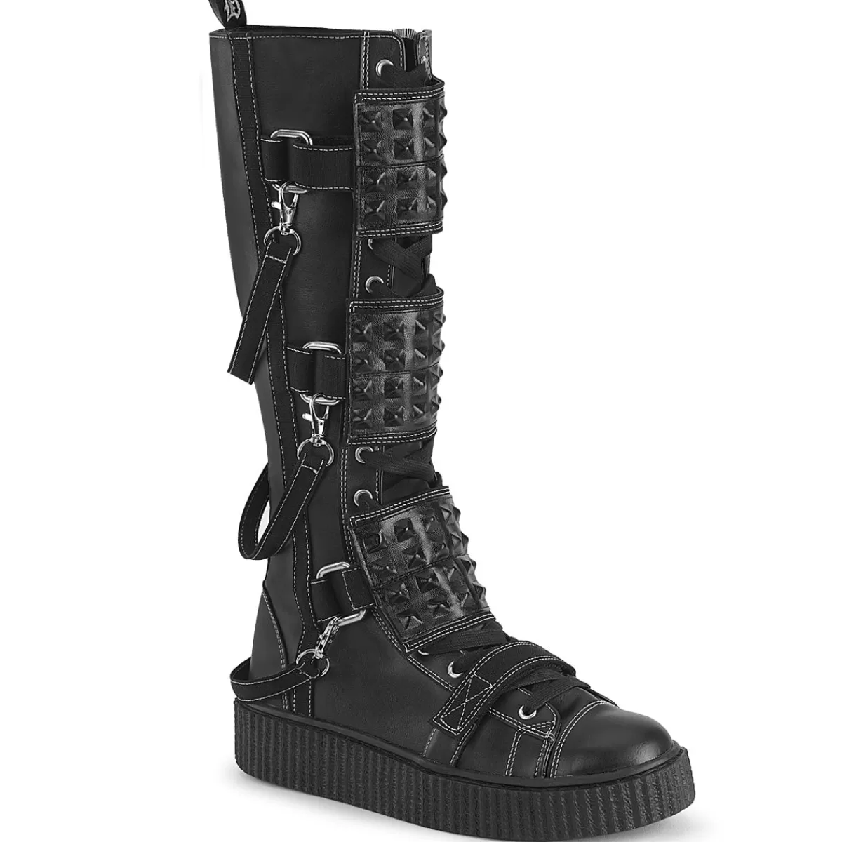 Online Demonia Cult Sneeker-410 Black Vegan Leather-Canvas