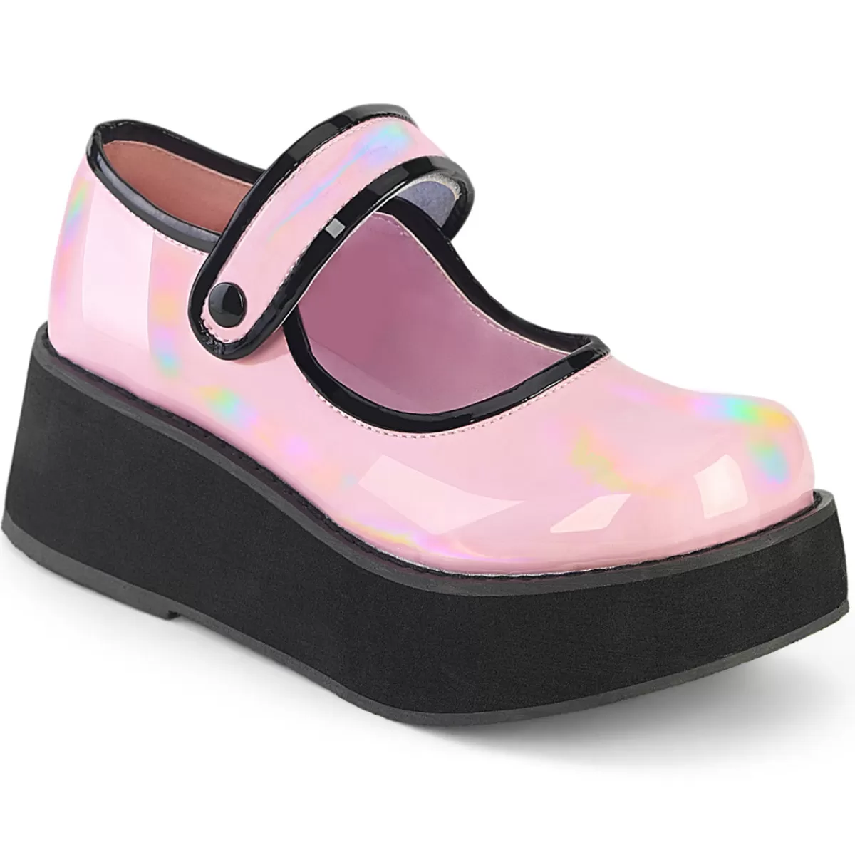 Store Demonia Cult Sprite-01 Baby Pink Holo Patent