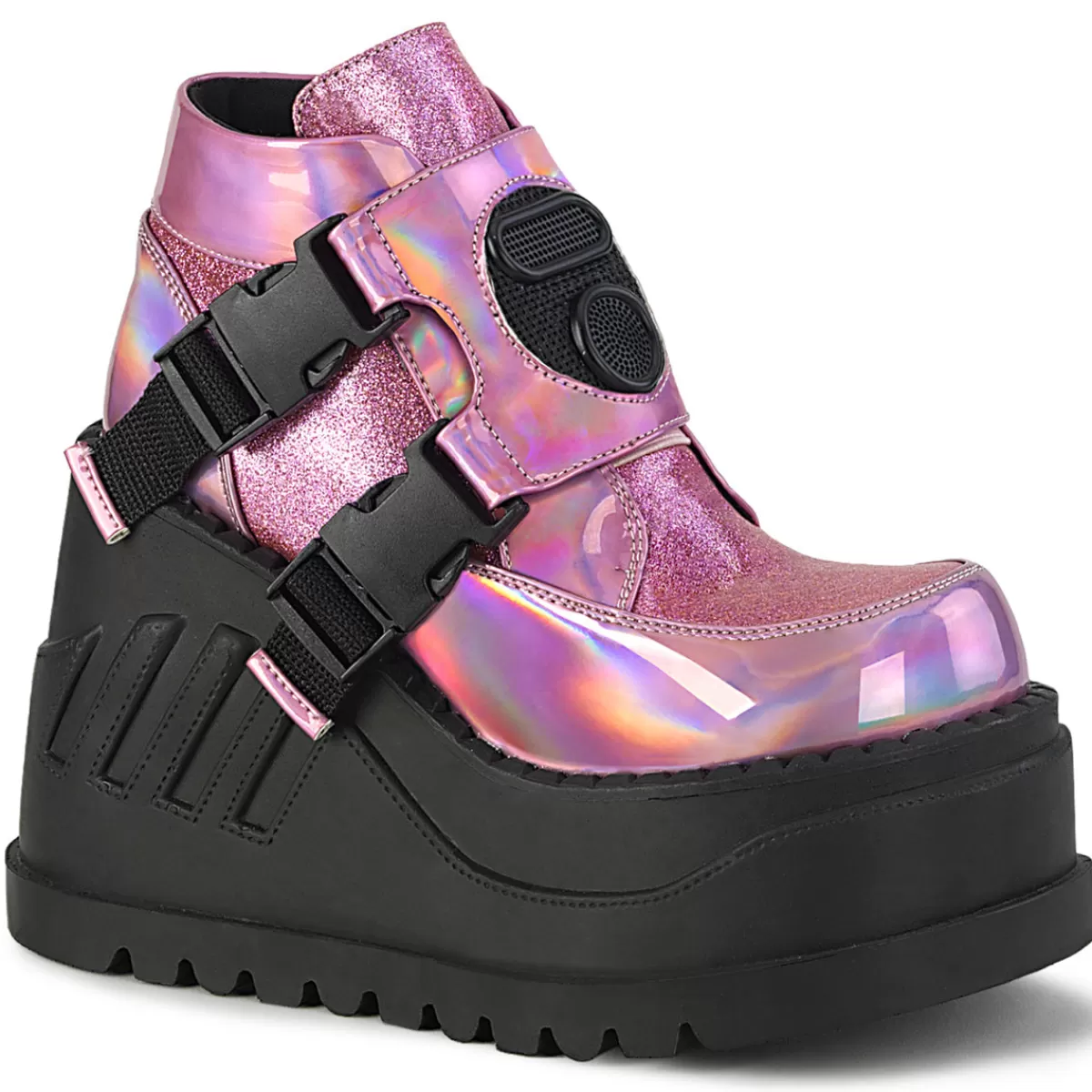 Fashion Demonia Cult Stomp-15 Pink Hologram-Glitter