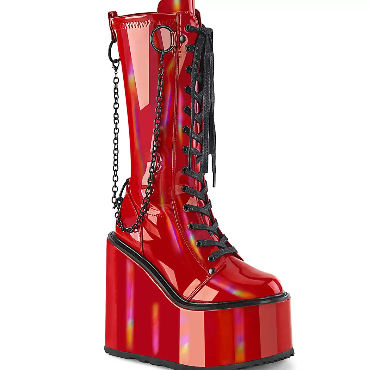 Best Sale Demonia Cult Swing-150 Red Holographic Stretch Patent