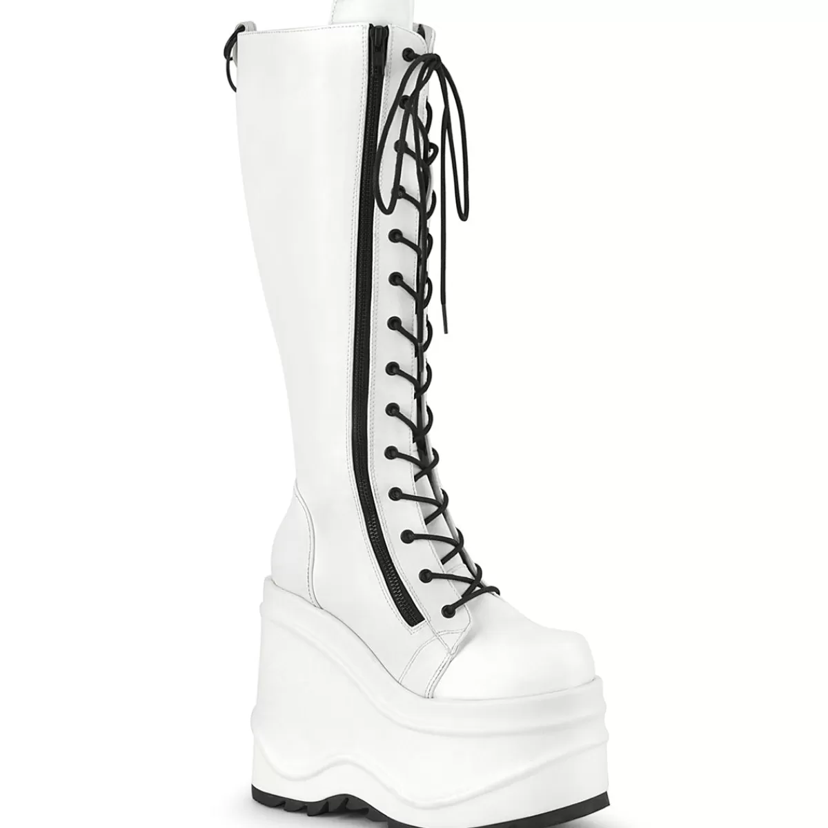 Cheap Demonia Cult Wave-200 White Vegan Leather