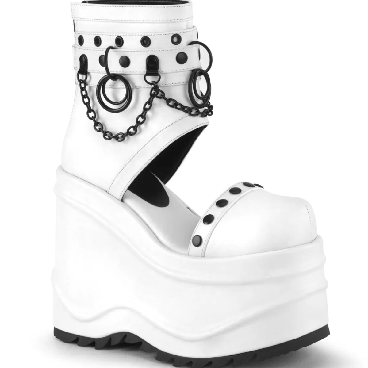 Discount Demonia Cult Wave-22 White Vegan Leather