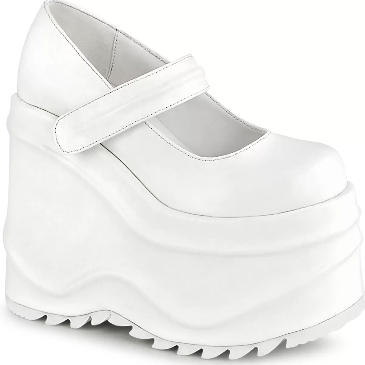 Store Demonia Cult Wave-32 White Vegan Leather